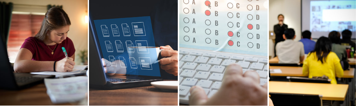 Collage of students using available SVSU software